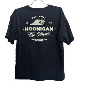 Hoonigan Men's XL Black Tire Slayers Graphic T-Shirt Automotive Theme